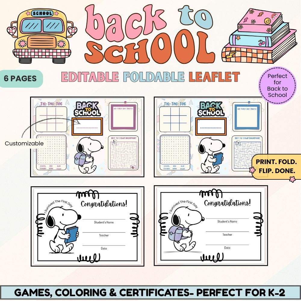 Snoopy Back to School Activities